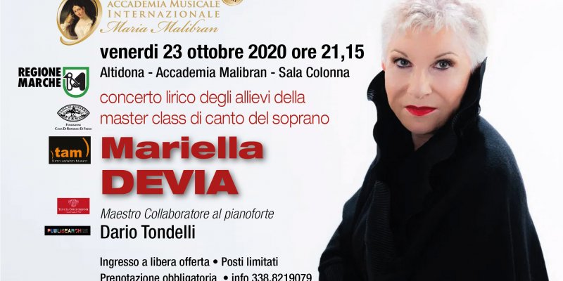 CONCERTO LIRICO MASTER CLASS DI CANTO DEL CELEBRE SOPRANO MARIELLA DEVIA