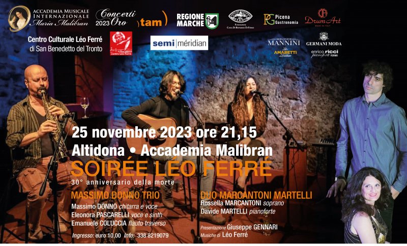 LA CANZONE D'AUTORE - SOIRÉE LÉO FERRÉ MASSIMO DONNO TRIO - DUO MARCANTONI MARTELLI LA CANZONE D'AUTORE - SOIRÉE LÉO FERRÉ MASSIMO DONNO TRIO - DUO MARCANTONI MARTELLI