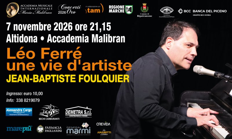 RECITAL LÉO FERRÉ, UNE VIE D'ARTISTE JEAN-BAPTISTE FOULQUIER, voce e pianoforte