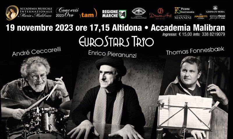 MALIBRAN JAZZ -  EUROSTARS TRIO Enrico PIERANUNZI pianoforte Thomas FONNESBAEK contrabbasso André CECCARELLI batteria